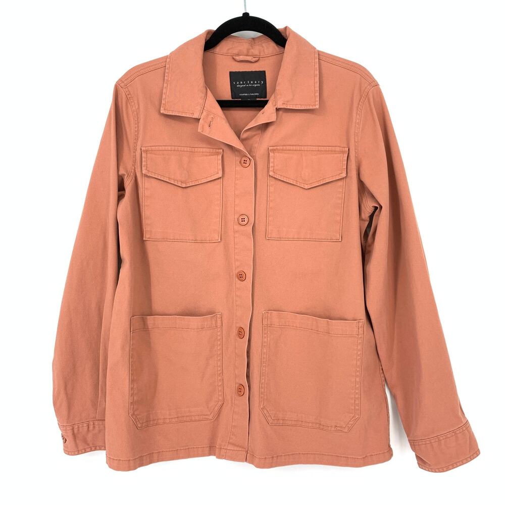 Sanctuary Women's Size M Dusty Blush Utility Jacket Front Pockets Button Down